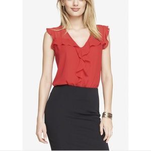 Express red ruffle blouse